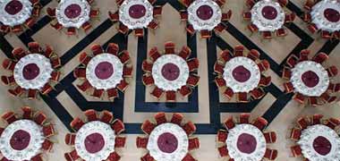 Tables and chairs set out in the Museum of Islamic Art