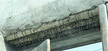 Three mangrove poles used to construct a beam or lintol