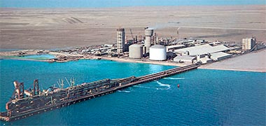 An aerial photograph of the fertilser plant at Umm Said – from a Government wallet publication