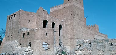 The arched fa&ccedil;ade to the courtyard at Umm Salal Muhammad, March 1975