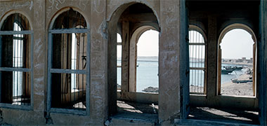 View through a first floor room at Wakra in December 1973