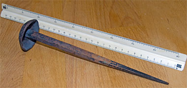 Detail of a wrought iron nail